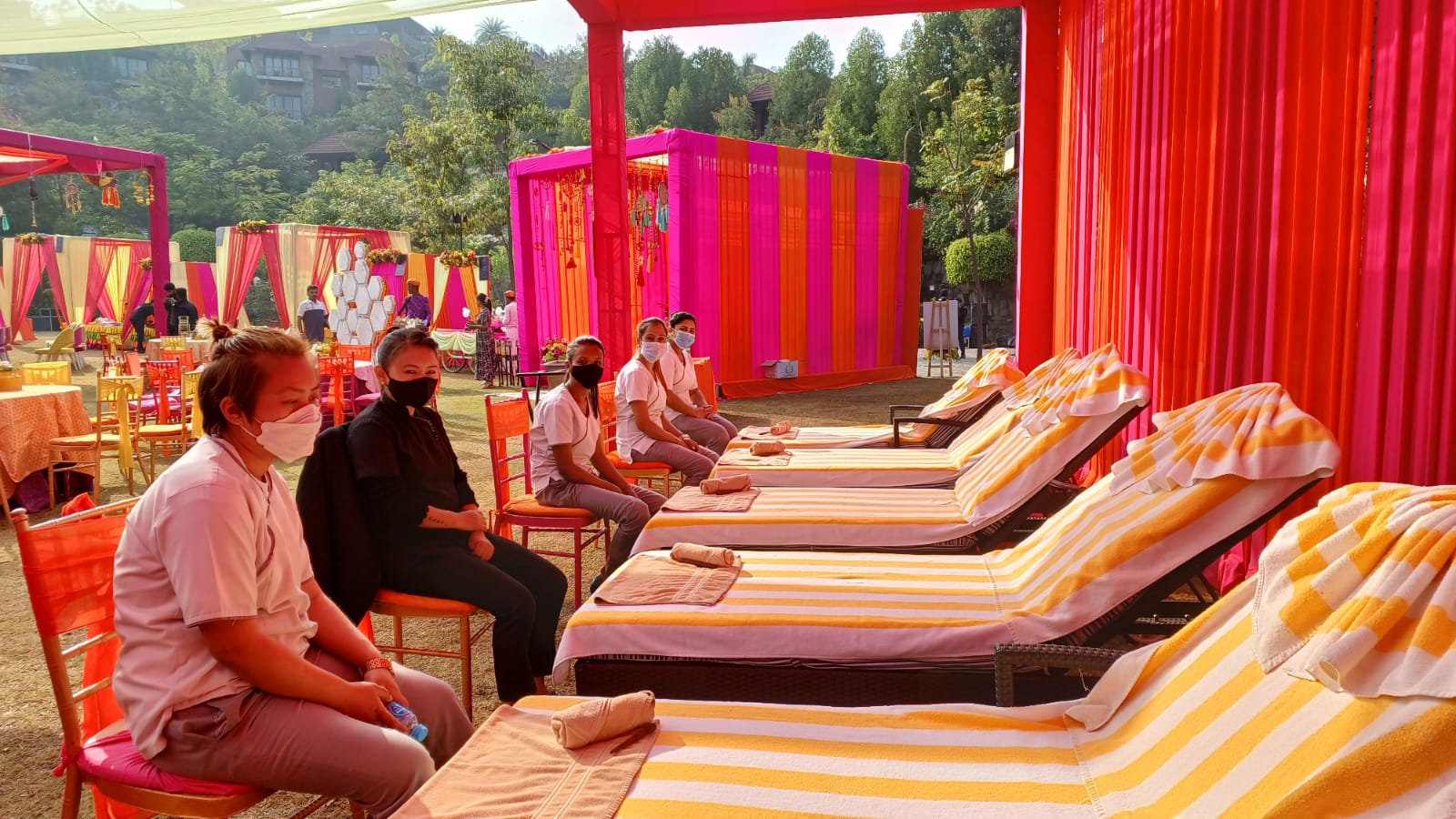 Spa kiosk at wedding