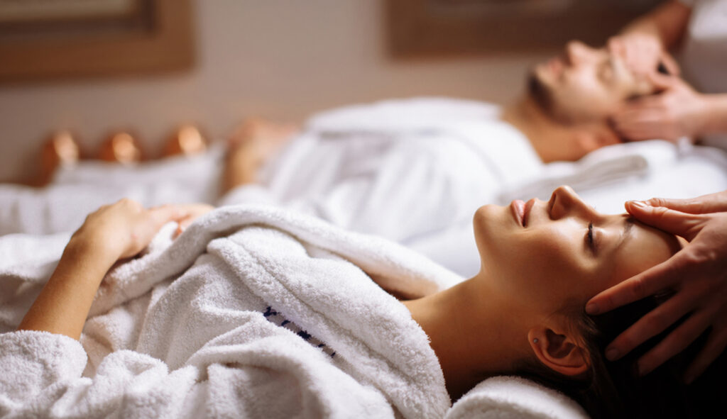 Couple enjoying massage session