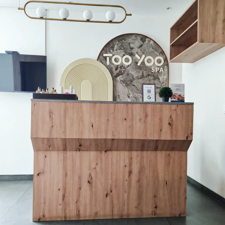 Reception area at Too Yoo by Tattva Wellness Spa – Richmond Road, Langford Gardens, Bengaluru, designed with modern interiors to welcome spa guests.