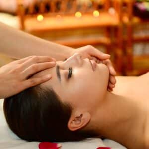 Young,Attractive,Girl,Having,Head,Massage,At,Spa,Resort