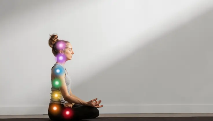 Woman performing yoga-style movement for winter wellness and body balance