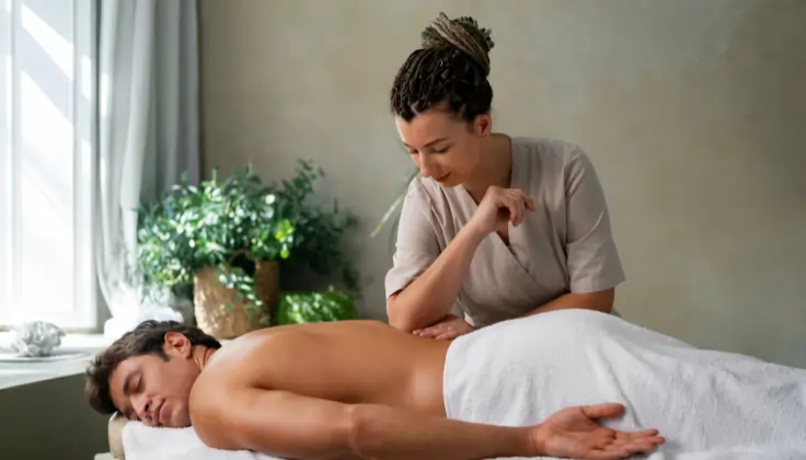 Man enjoying a stress-relief massage highlighting the importance of choosing the right massage for relaxation.