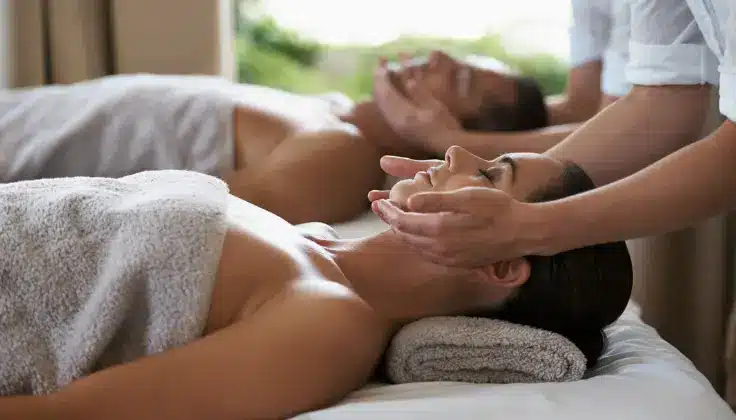 Couples enjoying a soothing massage session at Tattva Spa