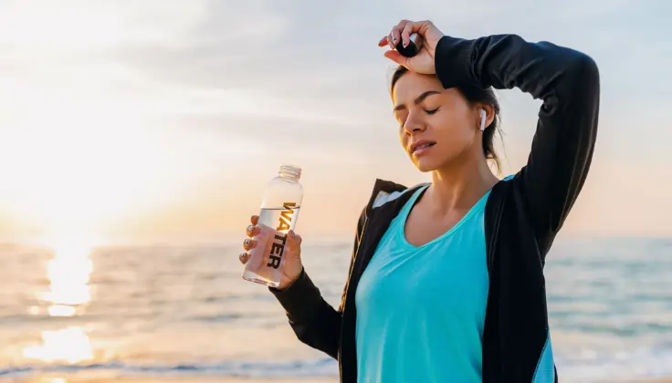 Woman standing in sunlight illustrating the Ayurveda concept of Pitta, the body's heat principle during summer