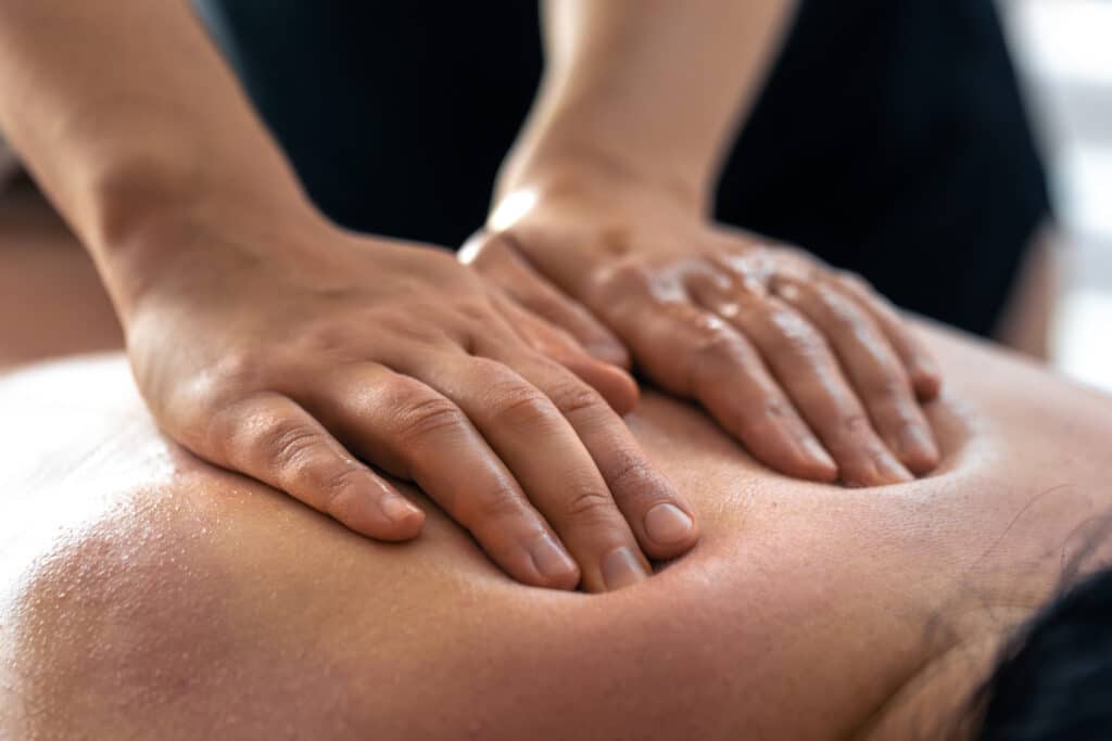 Guest receiving a relaxing massage at Tattva Wellness Spa
