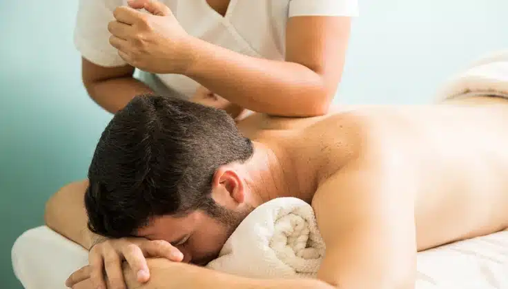 Guest receiving a relaxing massage as a Father's Day last minute spa gift, offering a thoughtful wellness experience for dads at Tattva Spa.