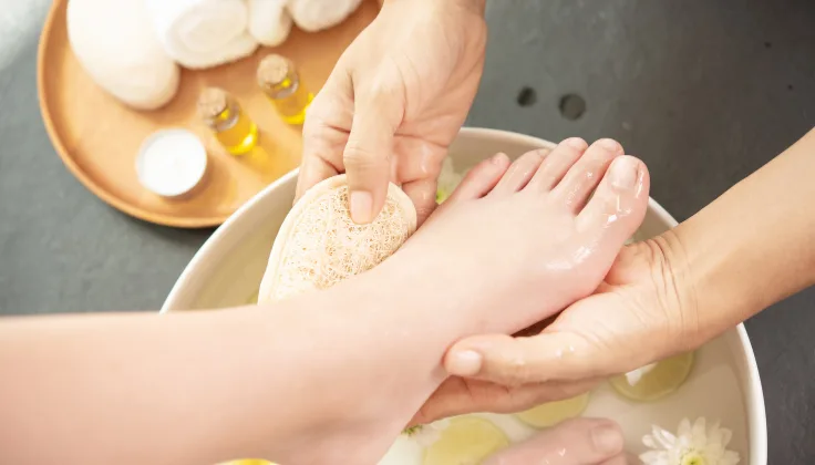 Freedom From Fatigue begins with a soothing foot care ritual to relax tired feet and refresh the body.