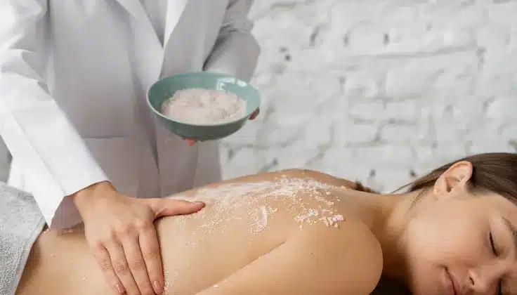 Guest receiving a nourishing body treatment for soft, moisturised skin at Tattva Wellness Spa.