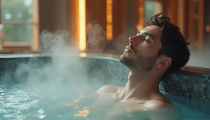 Guest enjoying a steam bath to unwind and experience deep relaxation.