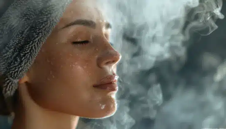 Guest enjoying a steam bath for relaxation and a refreshing wellness experience.