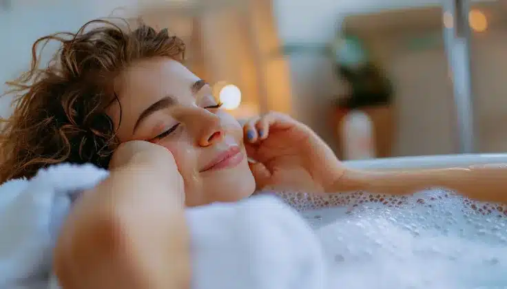 Guest enjoying a relaxing Jacuzzi spa experience for comfort and overall wellness.