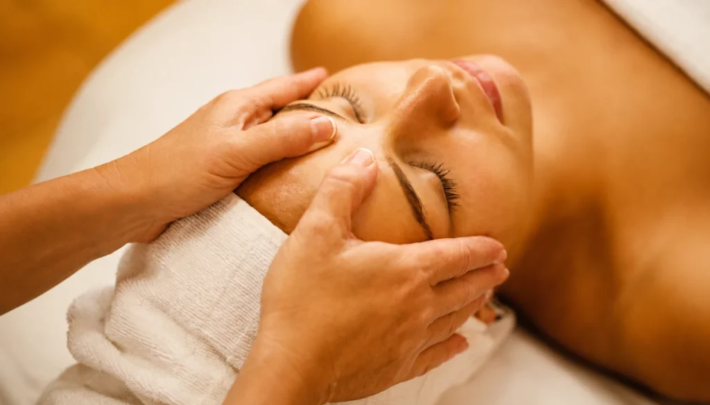 Relaxing facial massage highlighting the Shine Facial benefits for healthy, radiant skin.
