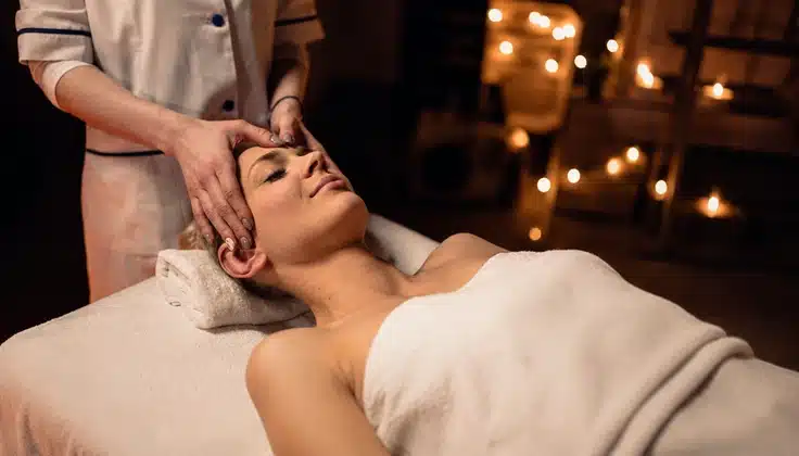 Guest receiving massage therapy for relaxation and everyday stress relief.