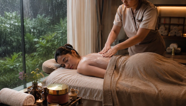 Guest receiving a Kaya cream-based massage for a relaxing spa experience
